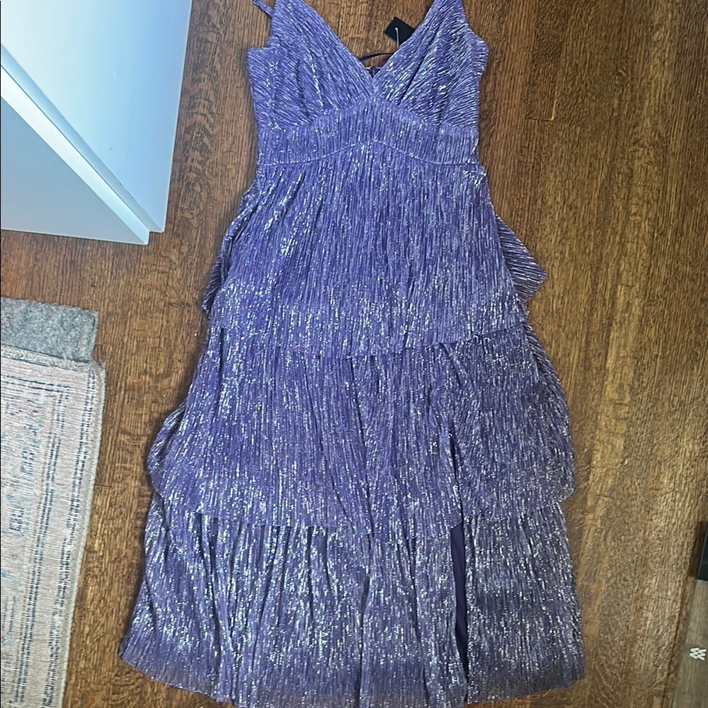 Trixxi Purple Sleeveless V-Neck A-Line Midi Dress